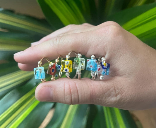 Mellfiori Glass Bead Mystery Ring