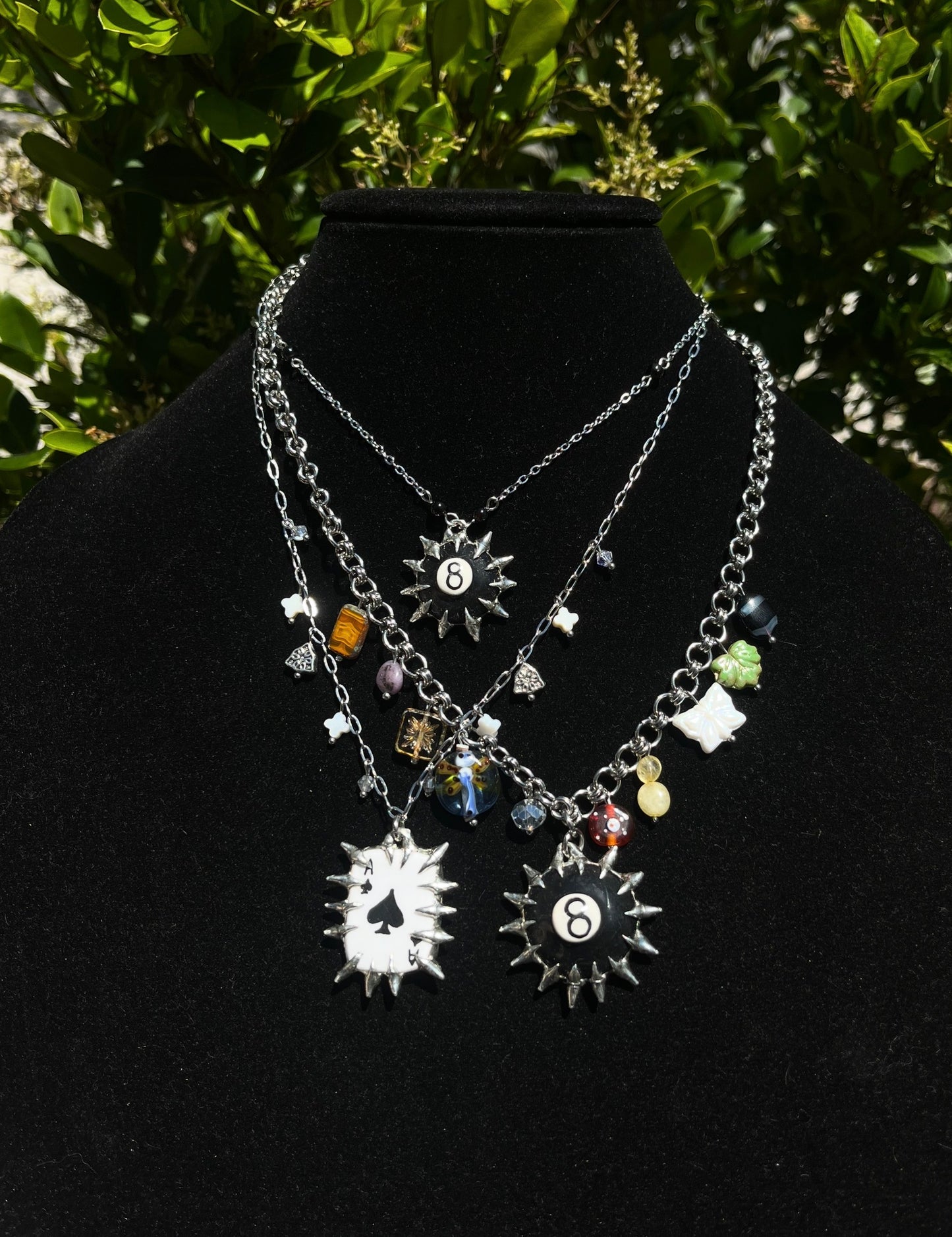 Soldered Card and 8 Ball Necklaces