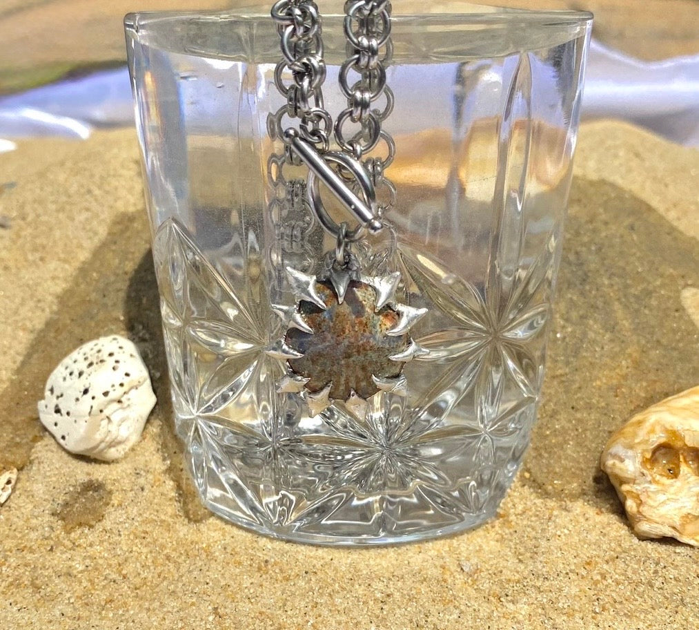 Ceramic Scallop Shell Chainmaille Necklace